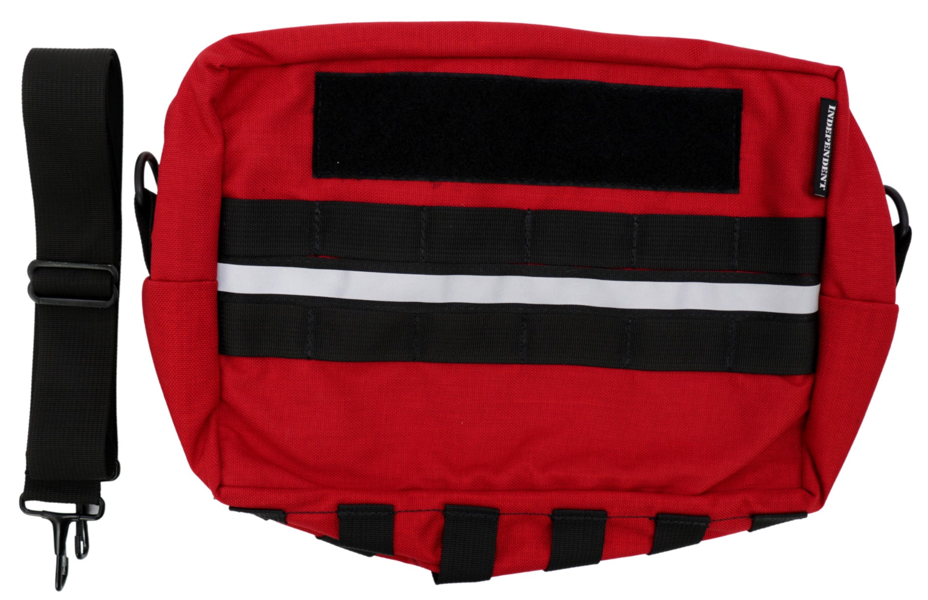 Refuge Medical Adventure Bag - Red with reflective strip and black shoulder strap