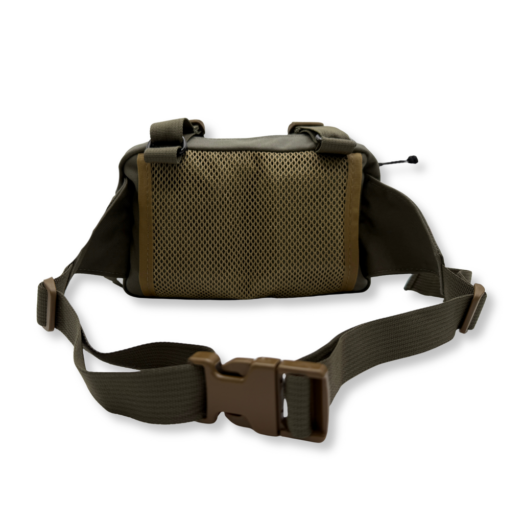 Backside of MAG Bag with a strap on a white background