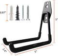 Black wall mount hook with dimensions labeled, compatible with OCK, CRASH, and Smash Kit, with screws included.