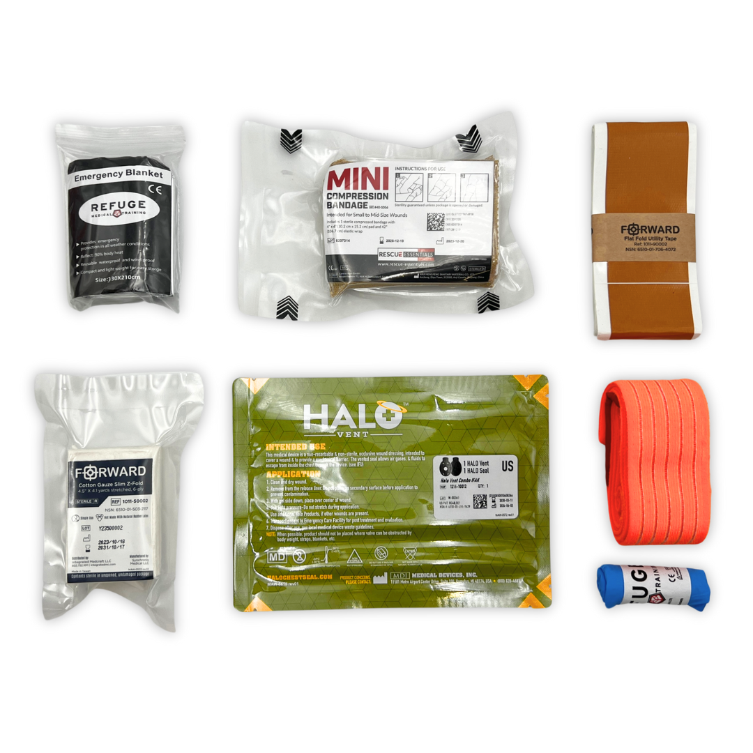 Refuge Medical KIDDO Kit Vacuum Sealed First Aid Kit - components included